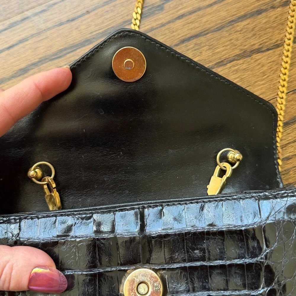 Black Crocodile Mini Jenny Gidding Made in Italy purse - Picture 3 of 12